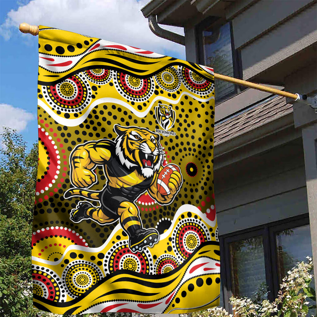Richmond Tigers Garden Flag Aboriginal Dot Pattern - Football Mascot Heritage Pride