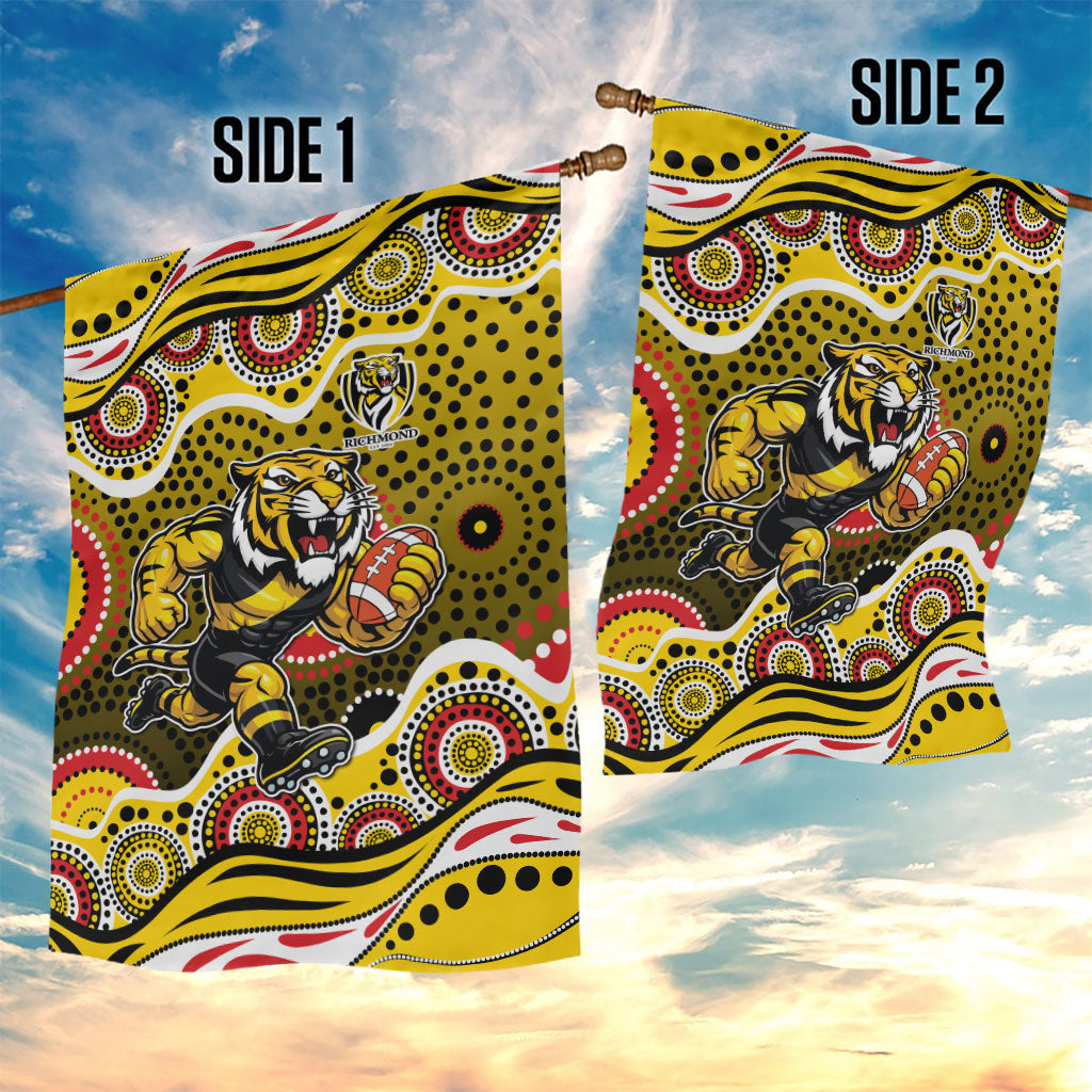 Richmond Tigers Garden Flag Aboriginal Dot Pattern - Football Mascot Heritage Pride