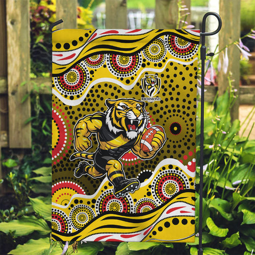 Richmond Tigers Garden Flag Aboriginal Dot Pattern - Football Mascot Heritage Pride