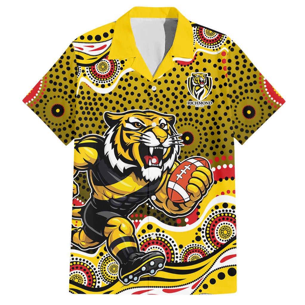 Richmond Tigers Hawaiian Shirt Aboriginal Dot Pattern - Football Mascot Heritage Pride