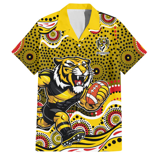 Richmond Tigers Hawaiian Shirt Aboriginal Dot Pattern - Football Mascot Heritage Pride