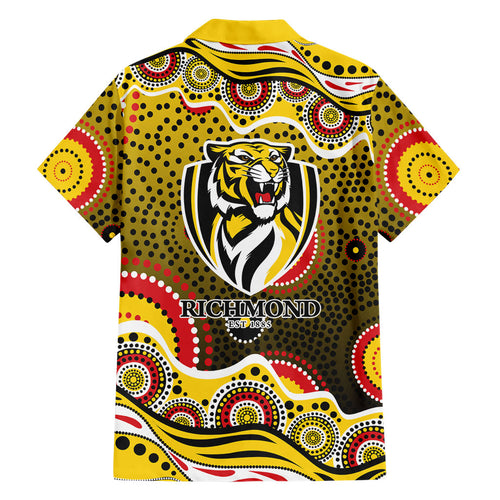 Richmond Tigers Hawaiian Shirt Aboriginal Dot Pattern - Football Mascot Heritage Pride