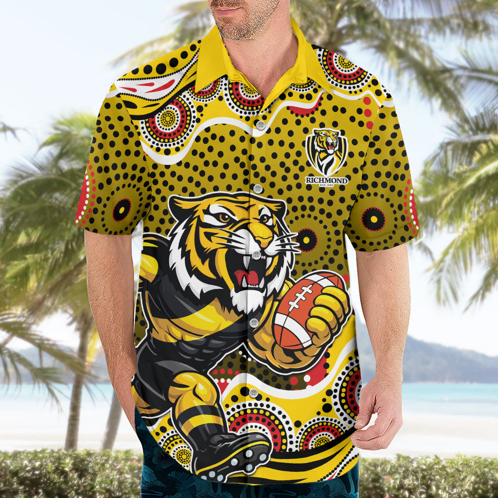 Richmond Tigers Hawaiian Shirt Aboriginal Dot Pattern - Football Mascot Heritage Pride