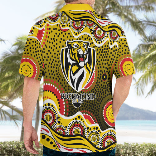 Richmond Tigers Hawaiian Shirt Aboriginal Dot Pattern - Football Mascot Heritage Pride