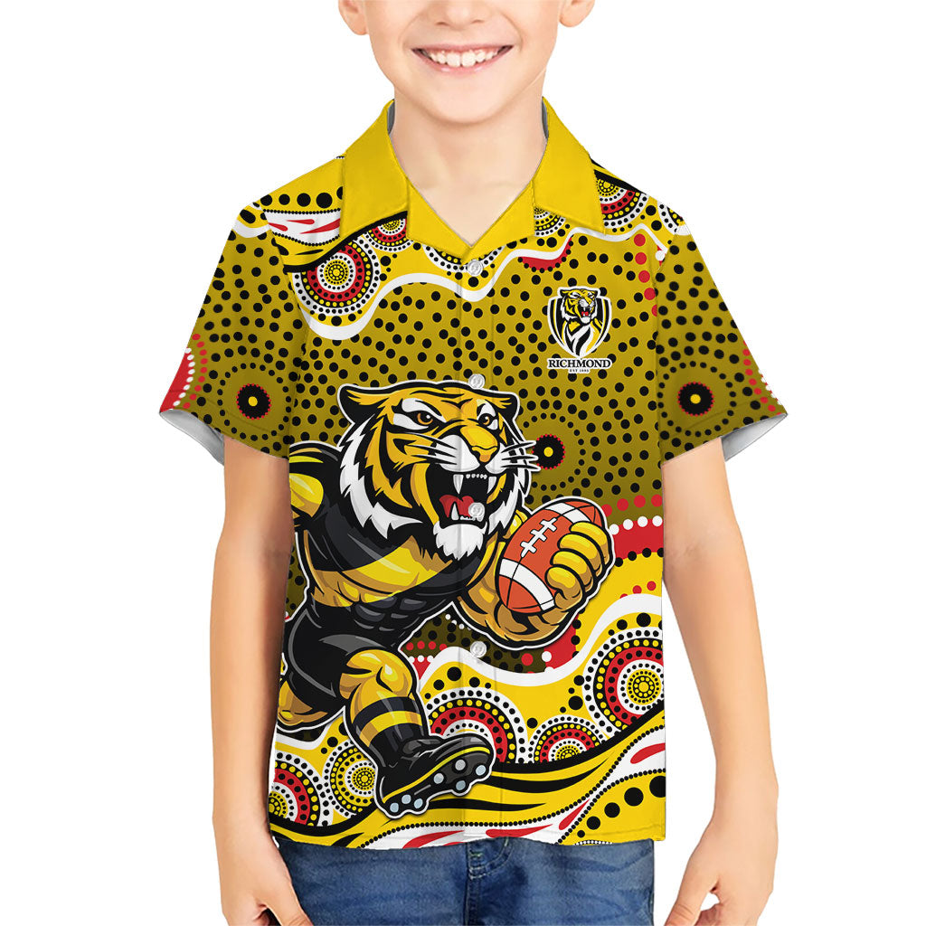 Richmond Tigers Hawaiian Shirt Aboriginal Dot Pattern - Football Mascot Heritage Pride