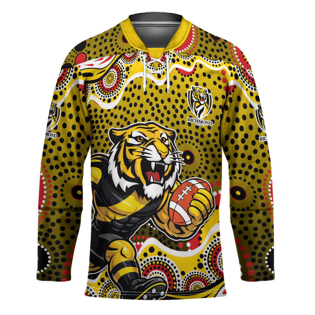 Richmond Tigers Hockey Jersey Aboriginal Dot Pattern - Football Mascot Heritage Pride