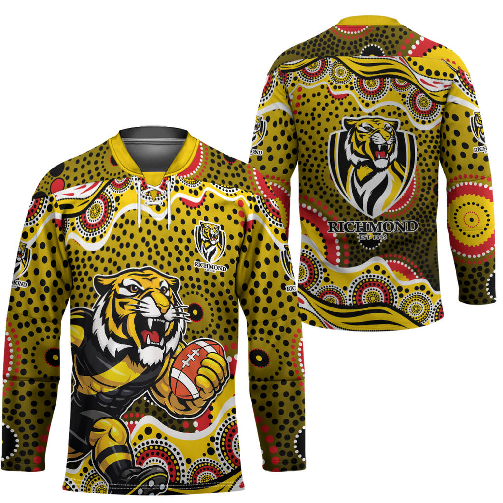 Richmond Tigers Hockey Jersey Aboriginal Dot Pattern - Football Mascot Heritage Pride