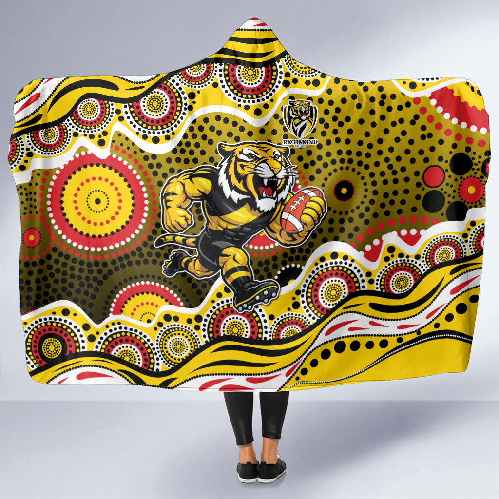 Richmond Tigers Hooded Blanket Aboriginal Dot Pattern - Football Mascot Heritage Pride