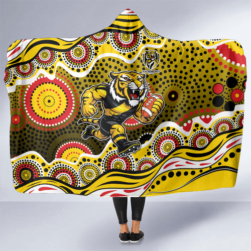 Richmond Tigers Hooded Blanket Aboriginal Dot Pattern - Football Mascot Heritage Pride