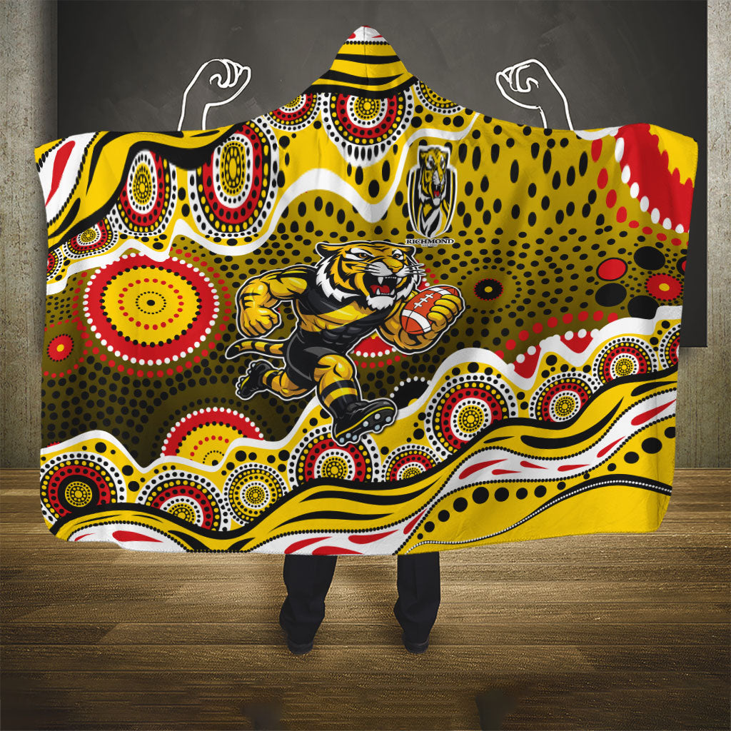 Richmond Tigers Hooded Blanket Aboriginal Dot Pattern - Football Mascot Heritage Pride