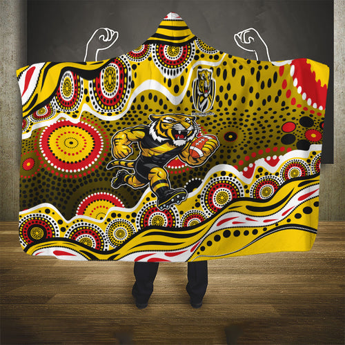 Richmond Tigers Hooded Blanket Aboriginal Dot Pattern - Football Mascot Heritage Pride
