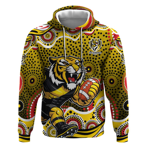 Richmond Tigers Hoodie Aboriginal Dot Pattern - Football Mascot Heritage Pride