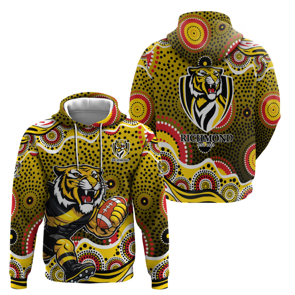 Richmond Tigers Hoodie Aboriginal Dot Pattern - Football Mascot Heritage Pride