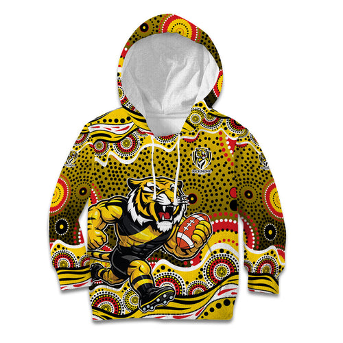 Richmond Tigers Kid Hoodie Aboriginal Dot Pattern - Football Mascot Heritage Pride