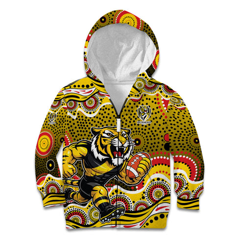 Richmond Tigers Kid Hoodie Aboriginal Dot Pattern - Football Mascot Heritage Pride