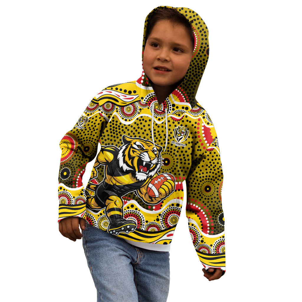 Richmond Tigers Kid Hoodie Aboriginal Dot Pattern - Football Mascot Heritage Pride
