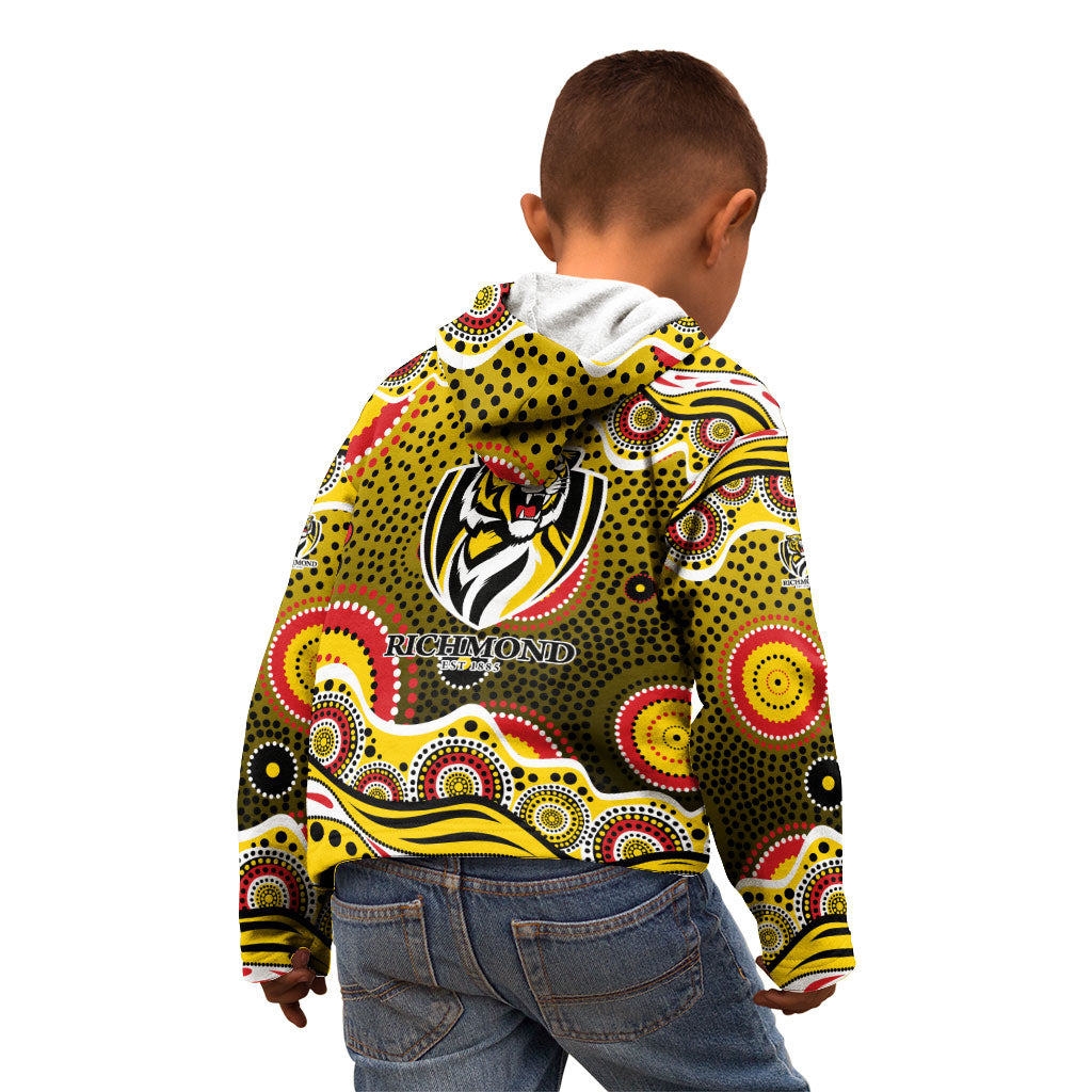 Richmond Tigers Kid Hoodie Aboriginal Dot Pattern - Football Mascot Heritage Pride