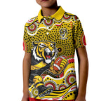 Richmond Tigers Kid Polo Shirt Aboriginal Dot Pattern - Football Mascot Heritage Pride