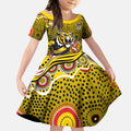 Richmond Tigers Kid Short Sleeve Dress Aboriginal Dot Pattern - Football Mascot Heritage Pride