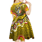 Richmond Tigers Kid Short Sleeve Dress Aboriginal Dot Pattern - Football Mascot Heritage Pride