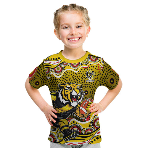 Richmond Tigers Kid T Shirt Aboriginal Dot Pattern - Football Mascot Heritage Pride