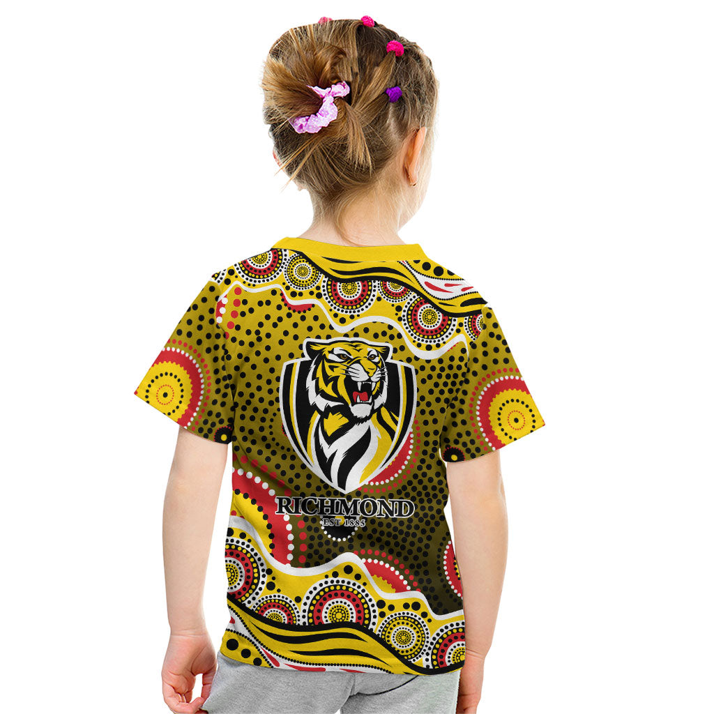 Richmond Tigers Kid T Shirt Aboriginal Dot Pattern - Football Mascot Heritage Pride