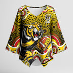 Richmond Tigers Kimono Sleeve Blouse Aboriginal Dot Pattern - Football Mascot Heritage Pride