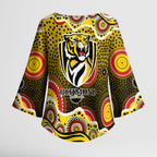 Richmond Tigers Kimono Sleeve Blouse Aboriginal Dot Pattern - Football Mascot Heritage Pride