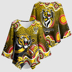 Richmond Tigers Kimono Sleeve Blouse Aboriginal Dot Pattern - Football Mascot Heritage Pride
