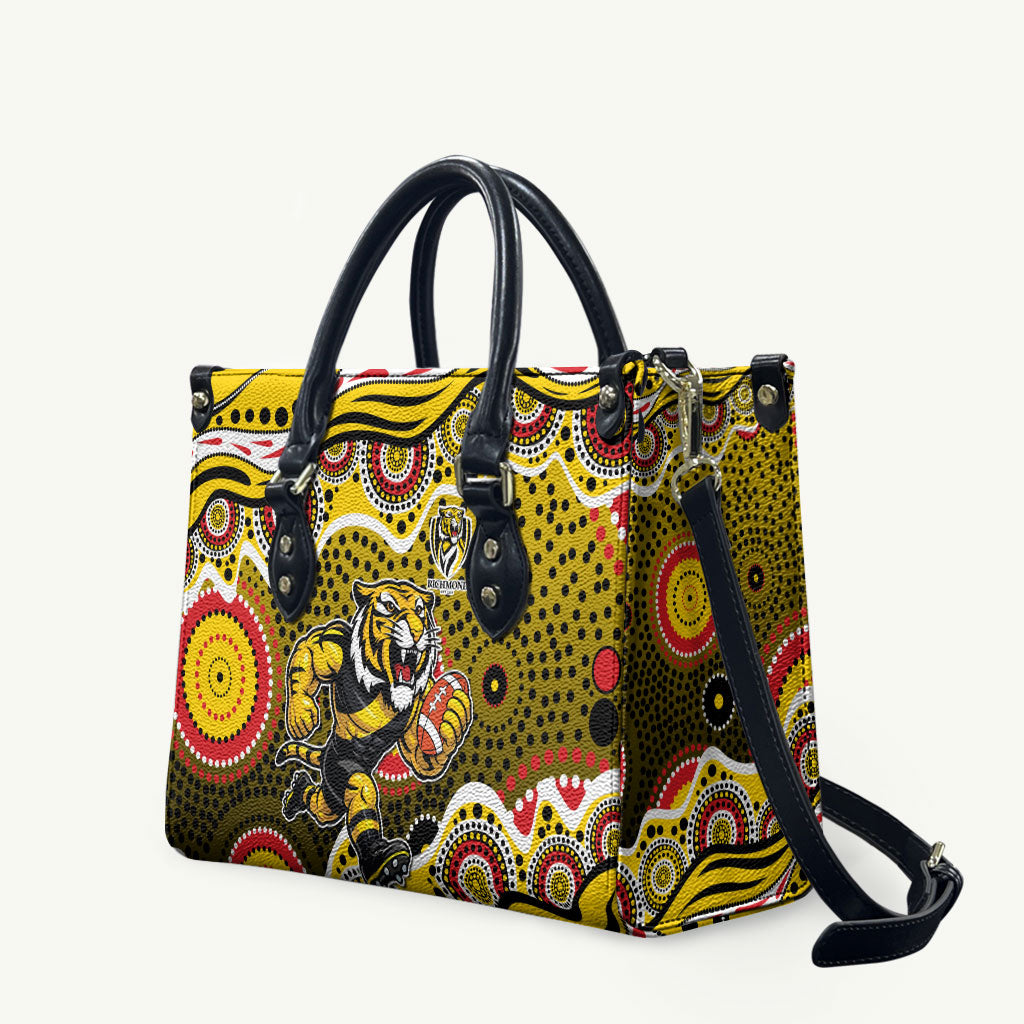 Richmond Tigers Leather Bag Aboriginal Dot Pattern - Football Mascot Heritage Pride