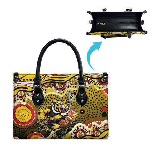 Richmond Tigers Leather Bag Aboriginal Dot Pattern - Football Mascot Heritage Pride