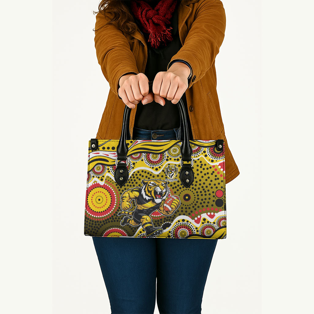 Richmond Tigers Leather Bag Aboriginal Dot Pattern - Football Mascot Heritage Pride