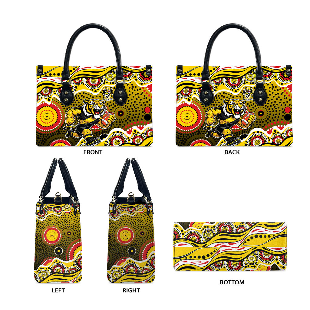 Richmond Tigers Leather Bag Aboriginal Dot Pattern - Football Mascot Heritage Pride