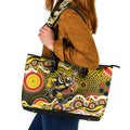 Richmond Tigers Leather Tote Bag Aboriginal Dot Pattern - Football Mascot Heritage Pride