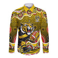 Richmond Tigers Long Sleeve Button Shirt Aboriginal Dot Pattern - Football Mascot Heritage Pride