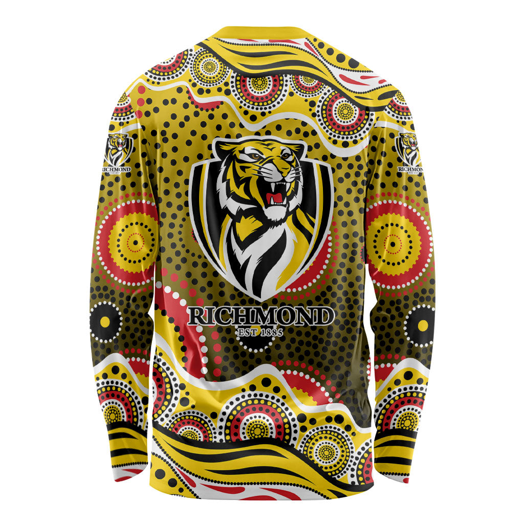 Richmond Tigers Long Sleeve Shirt Aboriginal Dot Pattern - Football Mascot Heritage Pride