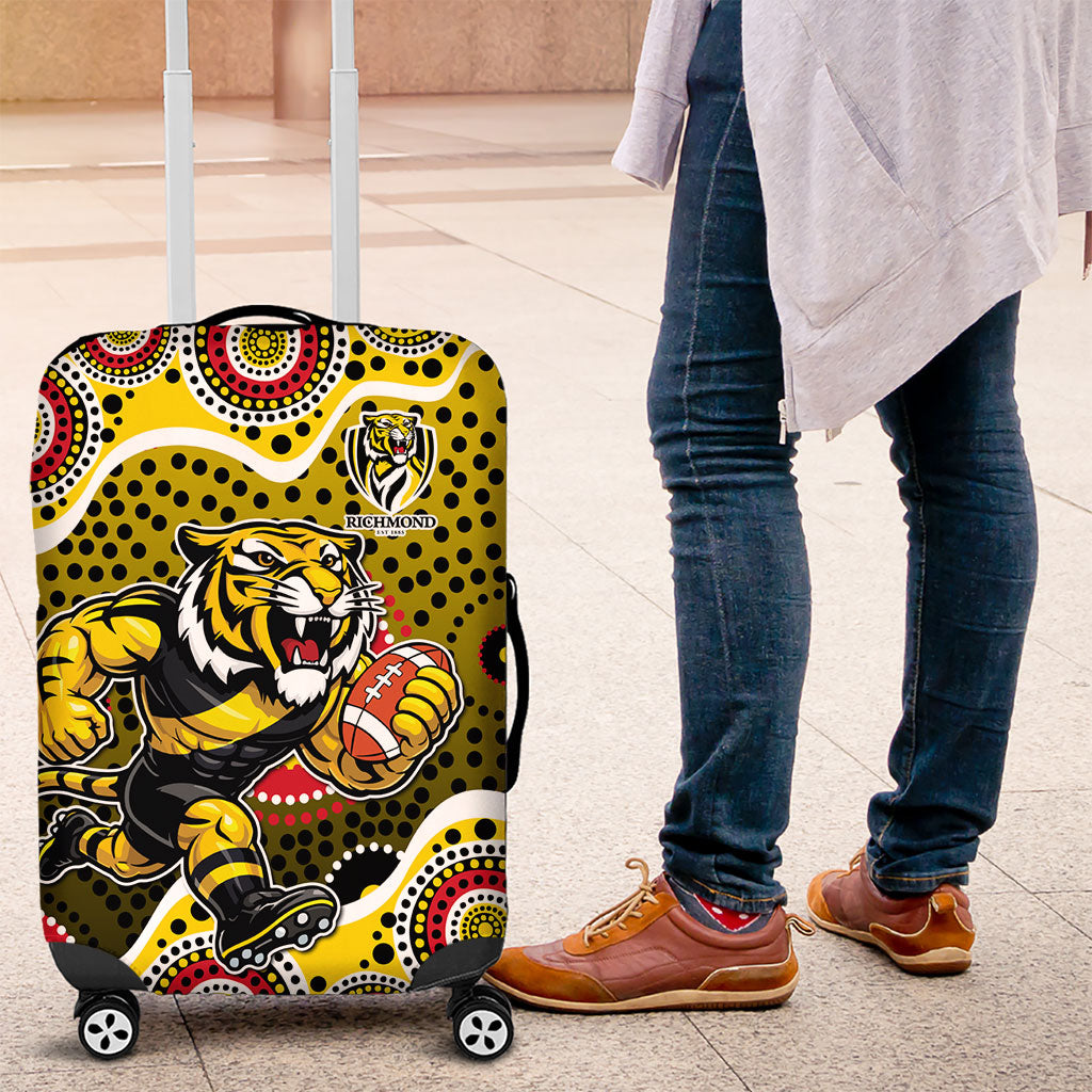 Richmond Tigers Luggage Cover Aboriginal Dot Pattern - Football Mascot Heritage Pride