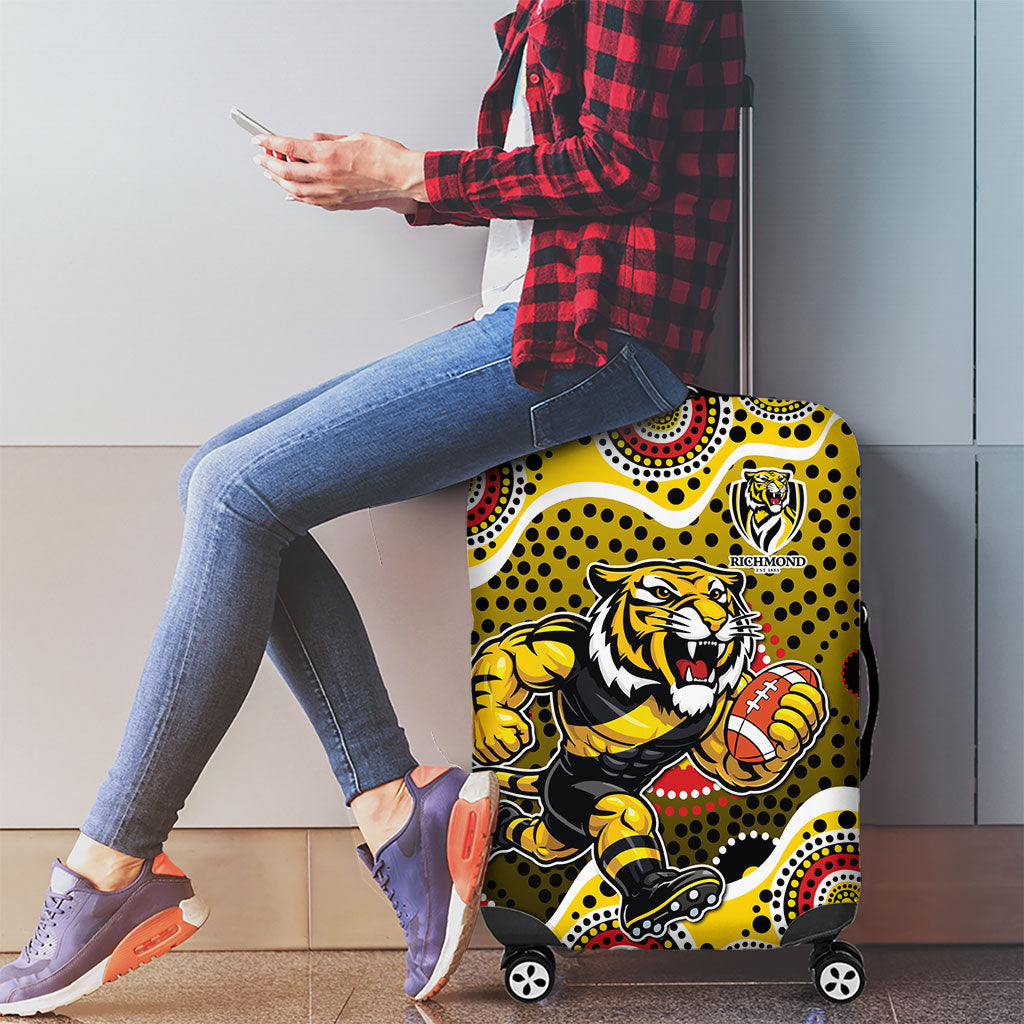 Richmond Tigers Luggage Cover Aboriginal Dot Pattern - Football Mascot Heritage Pride