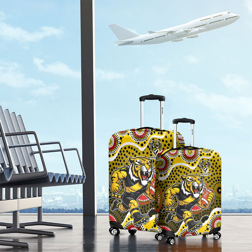 Richmond Tigers Luggage Cover Aboriginal Dot Pattern - Football Mascot Heritage Pride