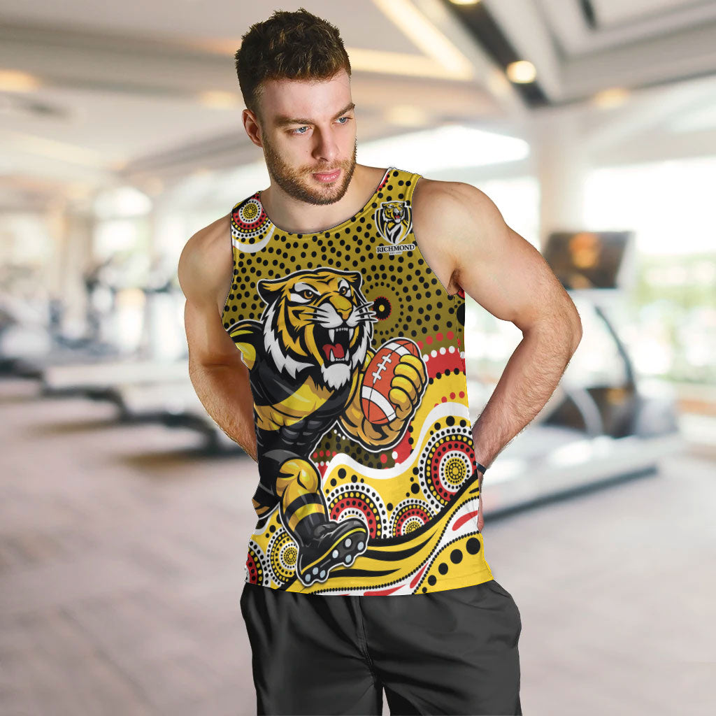 Richmond Tigers Men Tank Top Aboriginal Dot Pattern - Football Mascot Heritage Pride