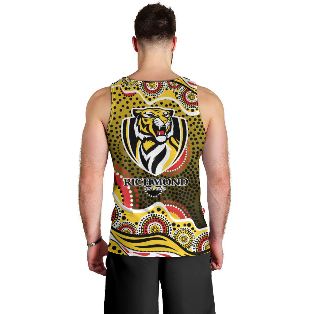 Richmond Tigers Men Tank Top Aboriginal Dot Pattern - Football Mascot Heritage Pride