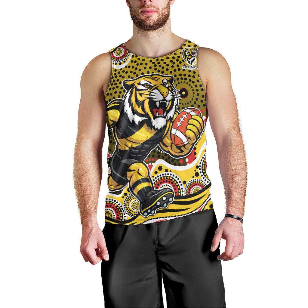 Richmond Tigers Men Tank Top Aboriginal Dot Pattern - Football Mascot Heritage Pride