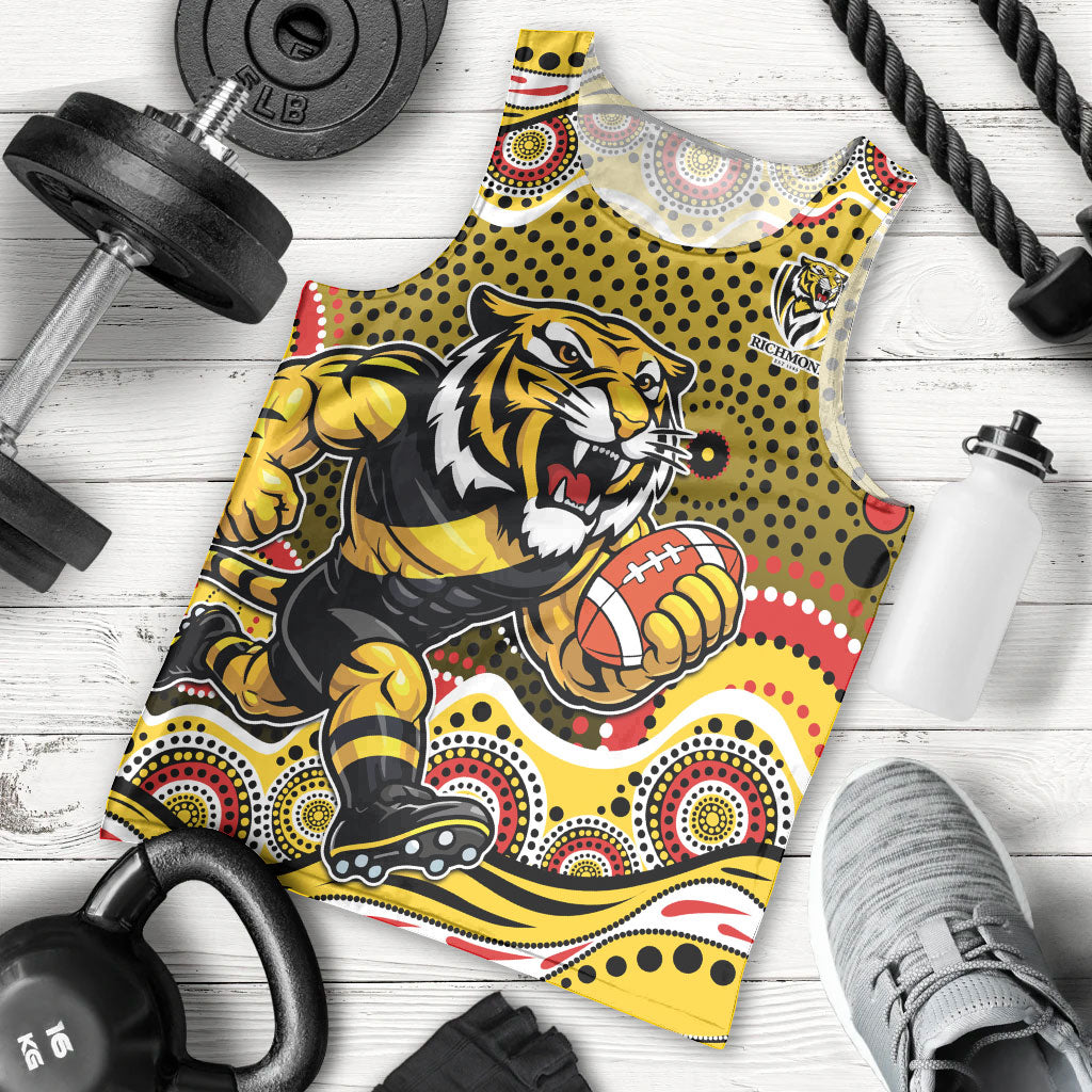 Richmond Tigers Men Tank Top Aboriginal Dot Pattern - Football Mascot Heritage Pride