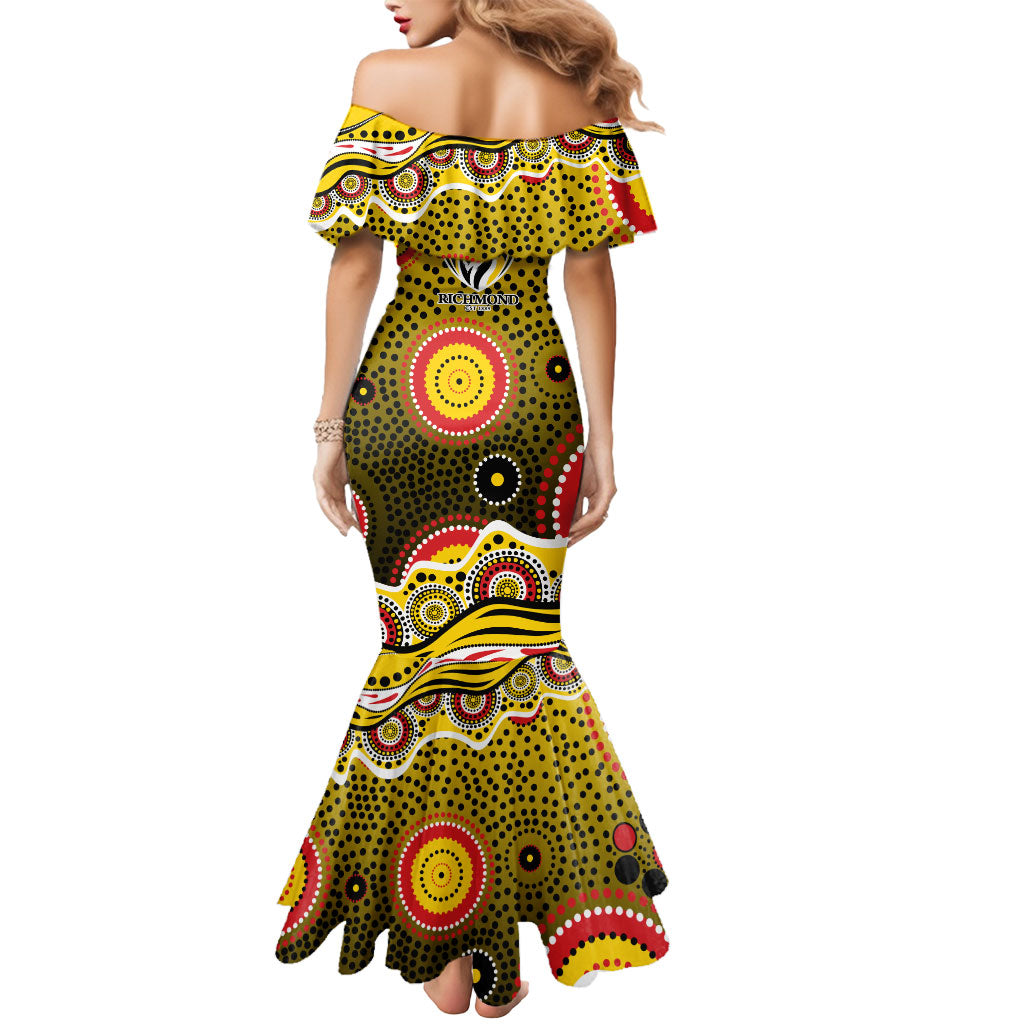 Richmond Tigers Mermaid Dress Aboriginal Dot Pattern - Football Mascot Heritage Pride