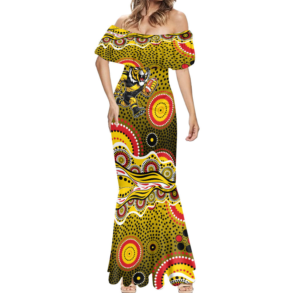 Richmond Tigers Mermaid Dress Aboriginal Dot Pattern - Football Mascot Heritage Pride