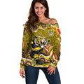 Richmond Tigers Off Shoulder Sweater Aboriginal Dot Pattern - Football Mascot Heritage Pride