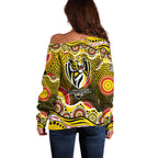 Richmond Tigers Off Shoulder Sweater Aboriginal Dot Pattern - Football Mascot Heritage Pride