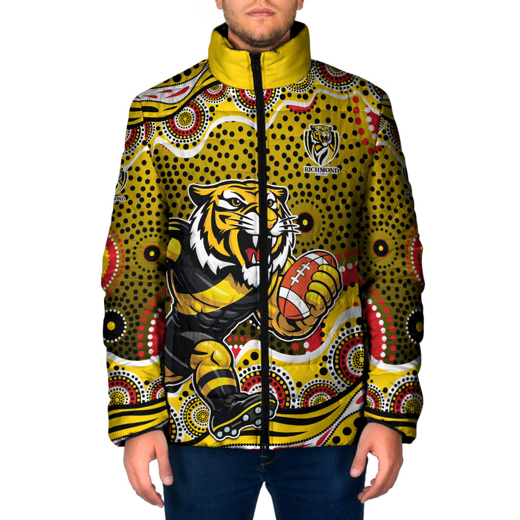 Richmond Tigers Padded Jacket Aboriginal Dot Pattern - Football Mascot Heritage Pride