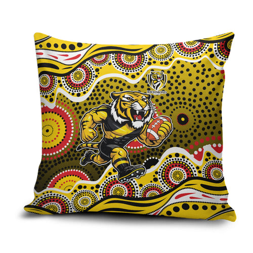 Richmond Tigers Pillow Cover Aboriginal Dot Pattern - Football Mascot Heritage Pride