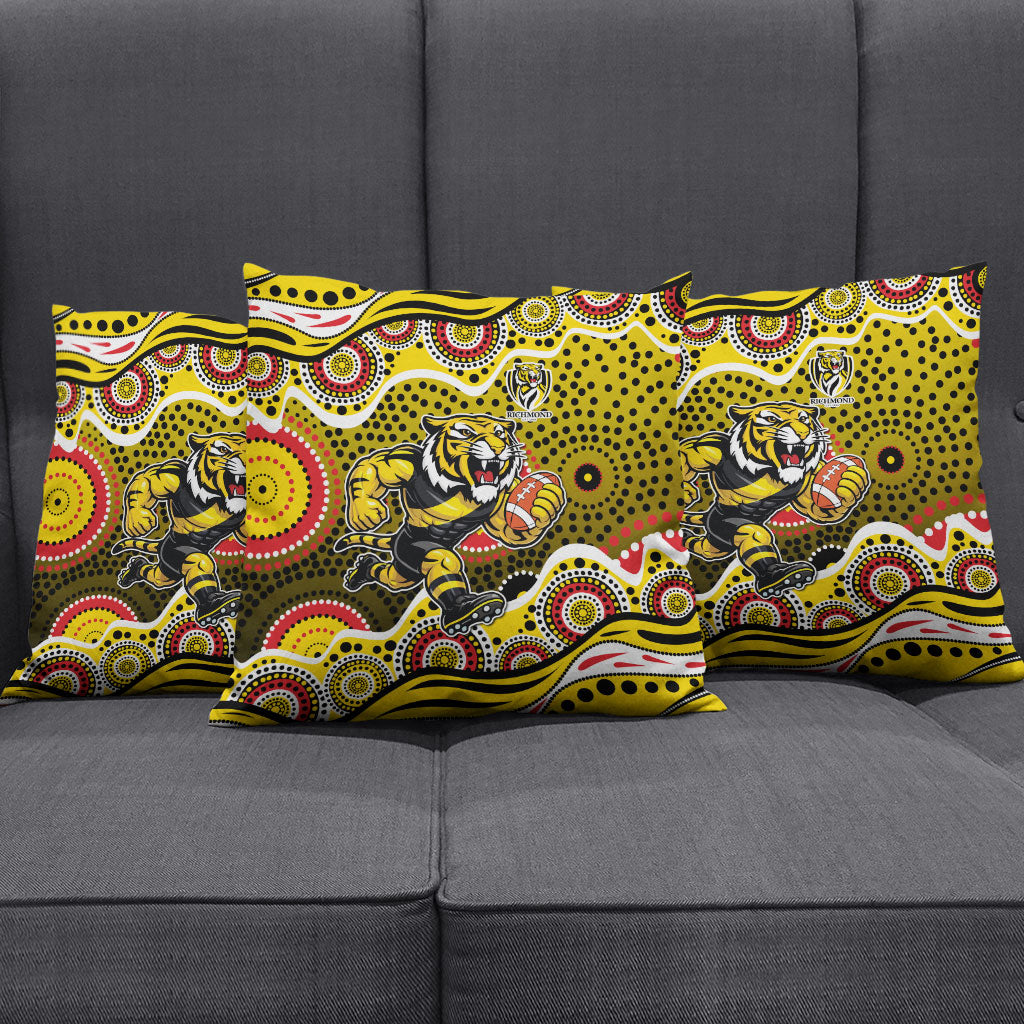 Richmond Tigers Pillow Cover Aboriginal Dot Pattern - Football Mascot Heritage Pride